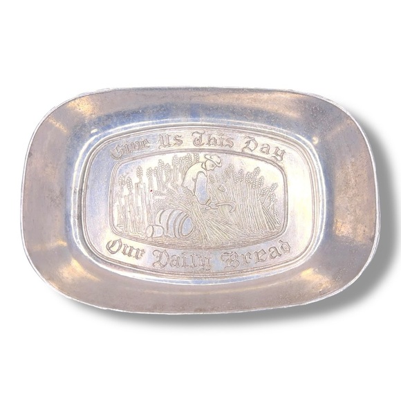 Give Us This Day Our Daily Bread Plate Wilton Silver Pewter Platter Vintage - Picture 1 of 10